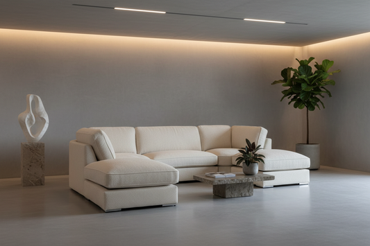 Beige U-Shape Sofa Minimalist Concrete