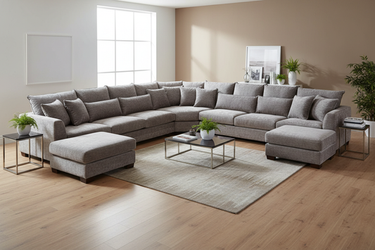 Bishop Scatterback Sofa Platinum U Shape Corner - Professional Photo