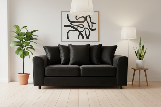 Black Brooklyn 3-seater sofa zoomed view