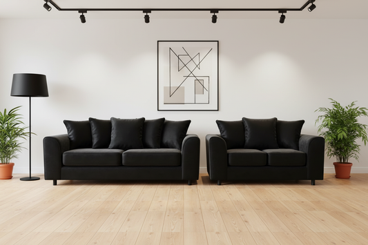 Black Brooklyn sofa suite zoomed side by side