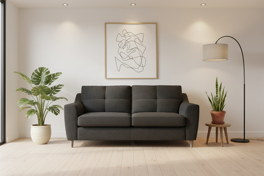 Charcoal modern 3-seater sofa front view