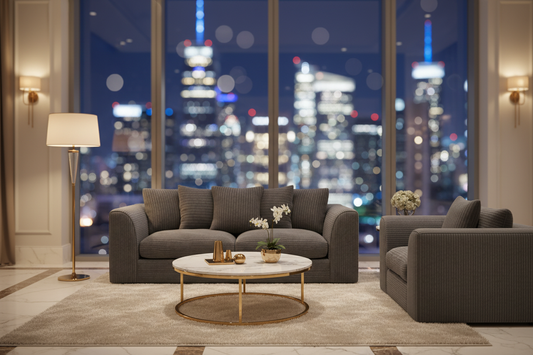 Grey Byron 3+2 Seater Blurred Night View