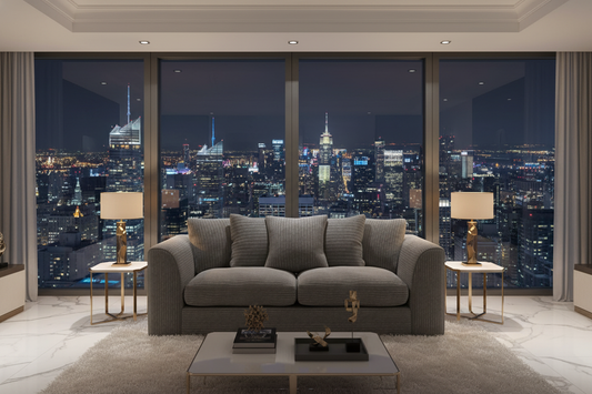 Grey Byron 3-Seater Night View