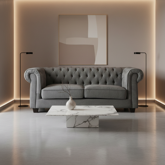 Grey Chesterfield Loveseat Luxury Background