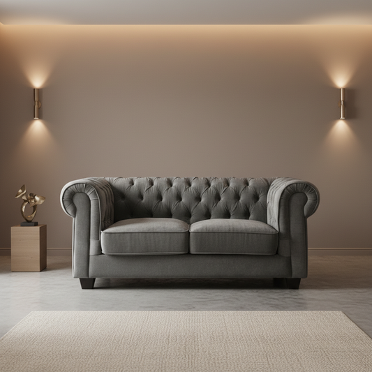 Grey Chesterfield Loveseat Luxury Background