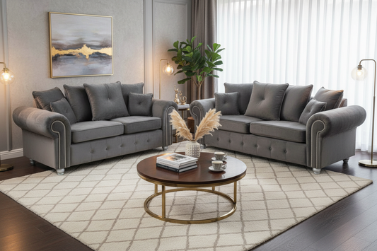 Grey Velvet Sofas - Alternative Room View