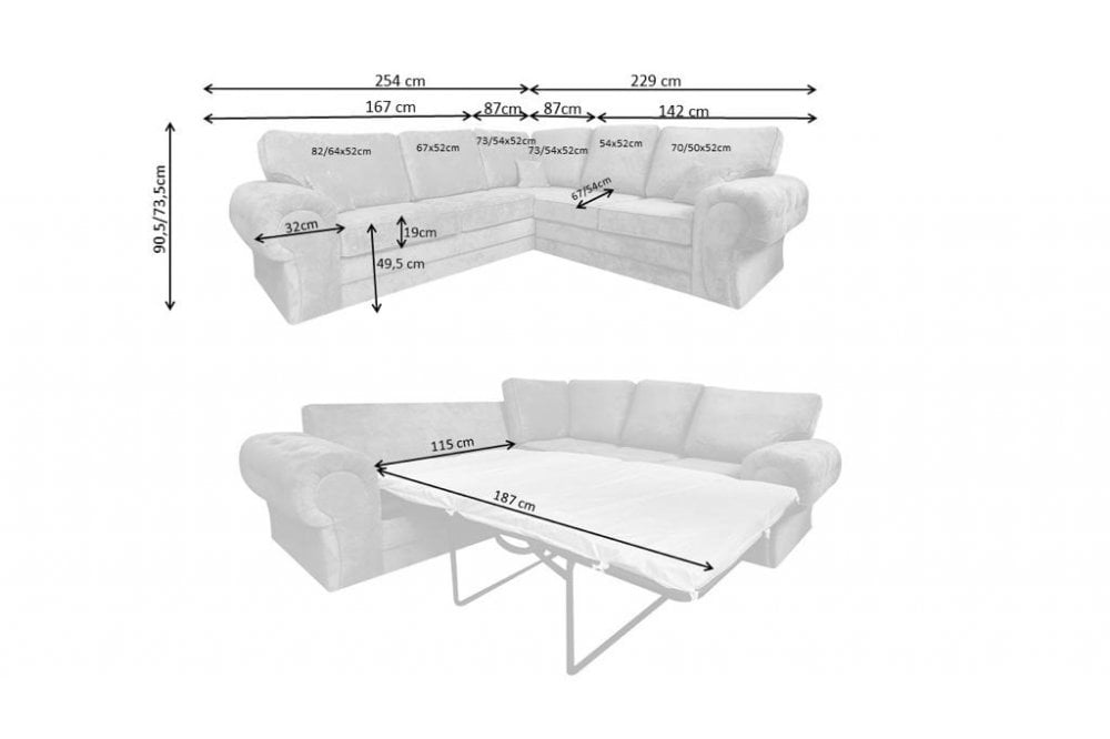 Verona High Back Fabric Corner Sofa Bed