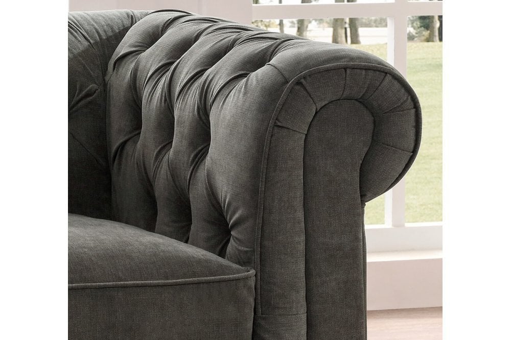 Chesterfield Grey Fabric 3+2 Seater Sofa Set