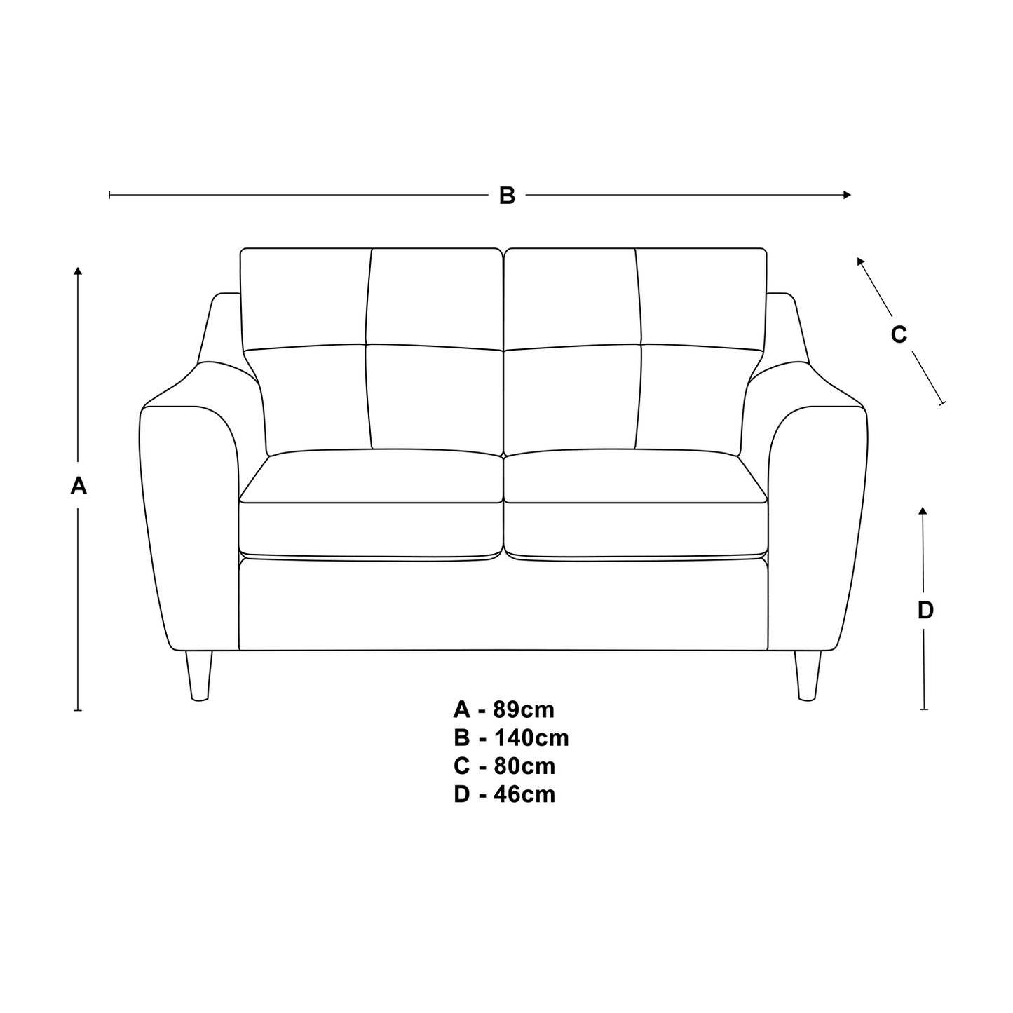 Baxter Tufted Fabric 2 Seater Sofa