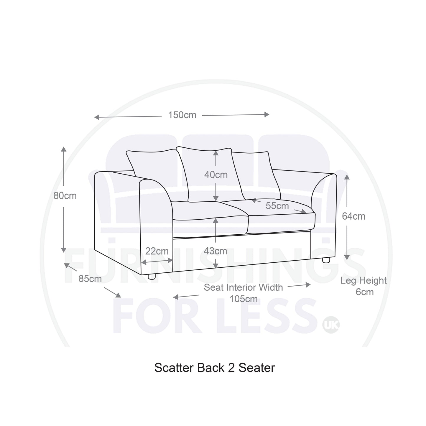 Byron Dundee Chenille Fabric 2 Seater Sofa