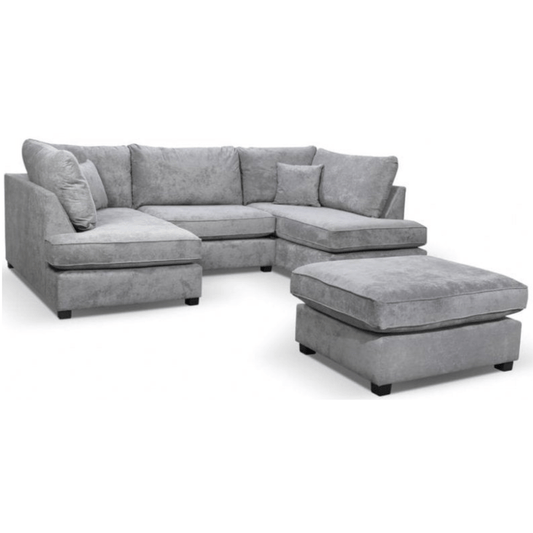 Carnaby Fabric U Shape High Back Corner Sofa + Footstool