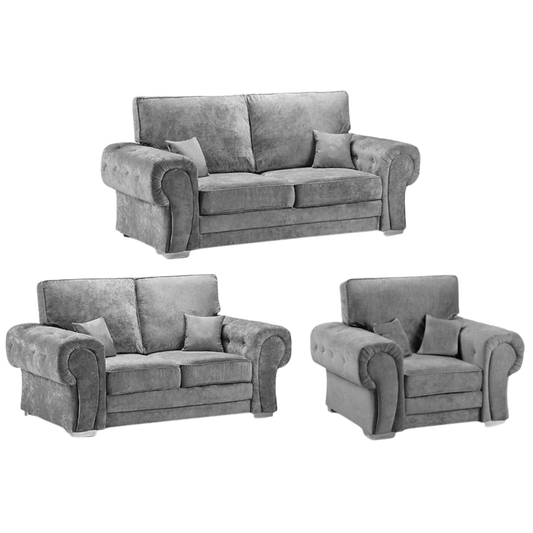Verona High Back Grey Fabric 3+2+1 Seater Sofa Set