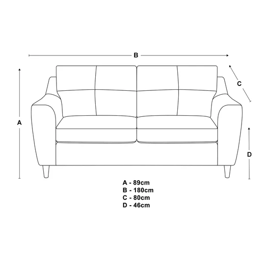 Baxter Tufted Fabric 3 Seater Sofa
