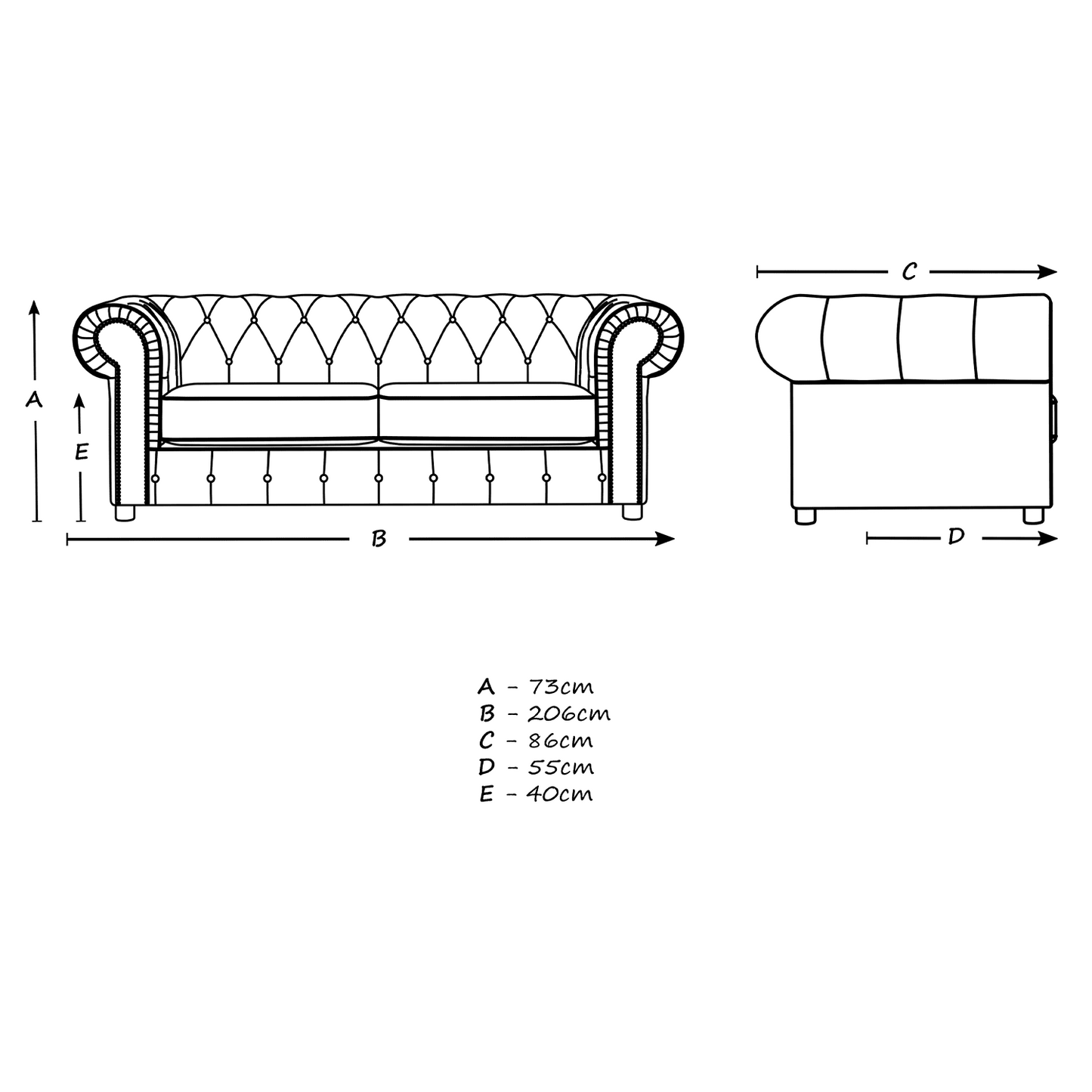 Ashbourne Chesterfield Plush Velvet 3 Seater