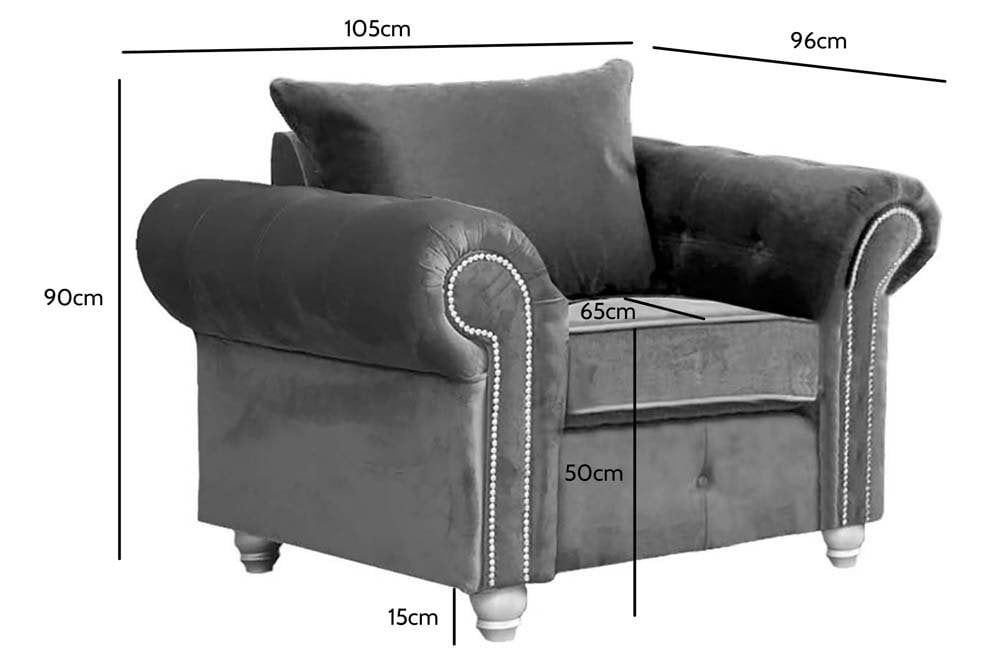 Olympia Grey Fabric Velvet Armchair