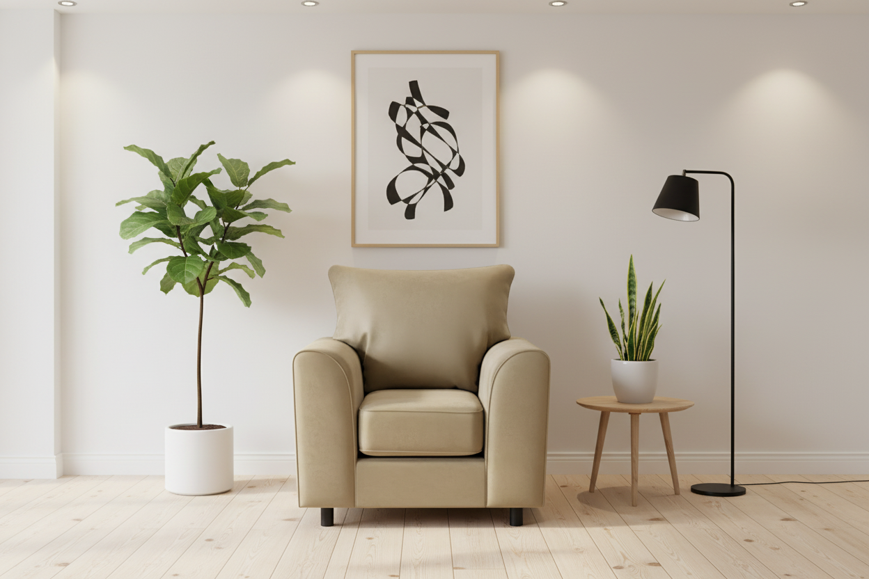 Beige Brooklyn armchair front view
