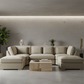 Beige U-Shape Sofa Minimalist Front