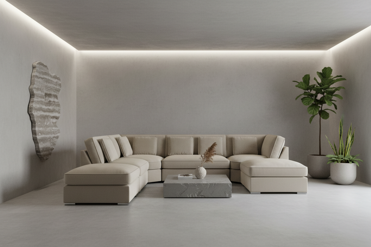 Beige U-Shape Sofa Minimalist