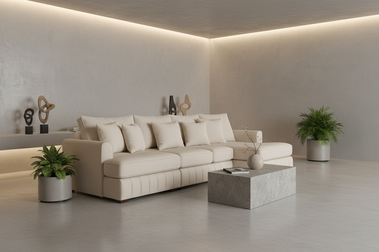 Beige U-Shape Sofa Variation 1