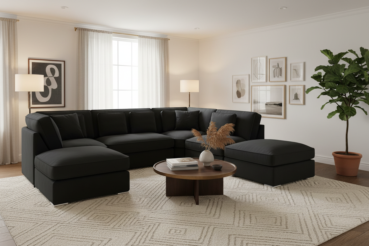 Belgravia Sofa Black U Shape Corner