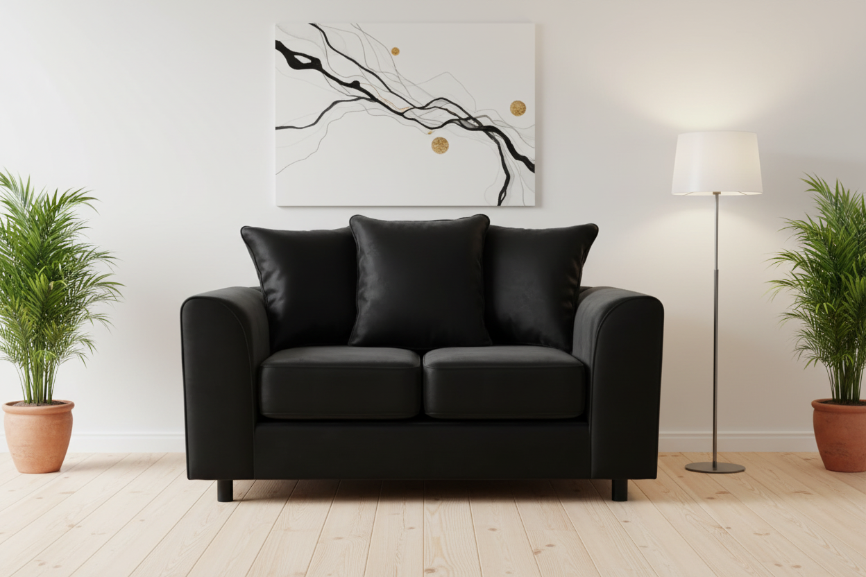 Black Brooklyn 2-seater sofa zoomed view