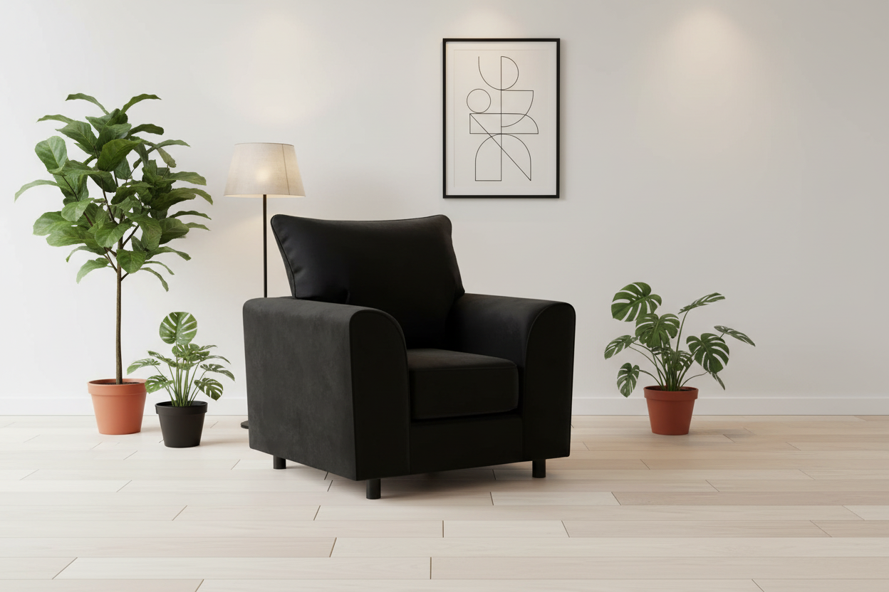 Black Brooklyn armchair in Scandinavian interior
