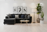 Black Brooklyn sectional left-hand facing