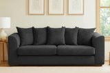 Black chenille 3-seater sofa in minimal Scandinavian interior