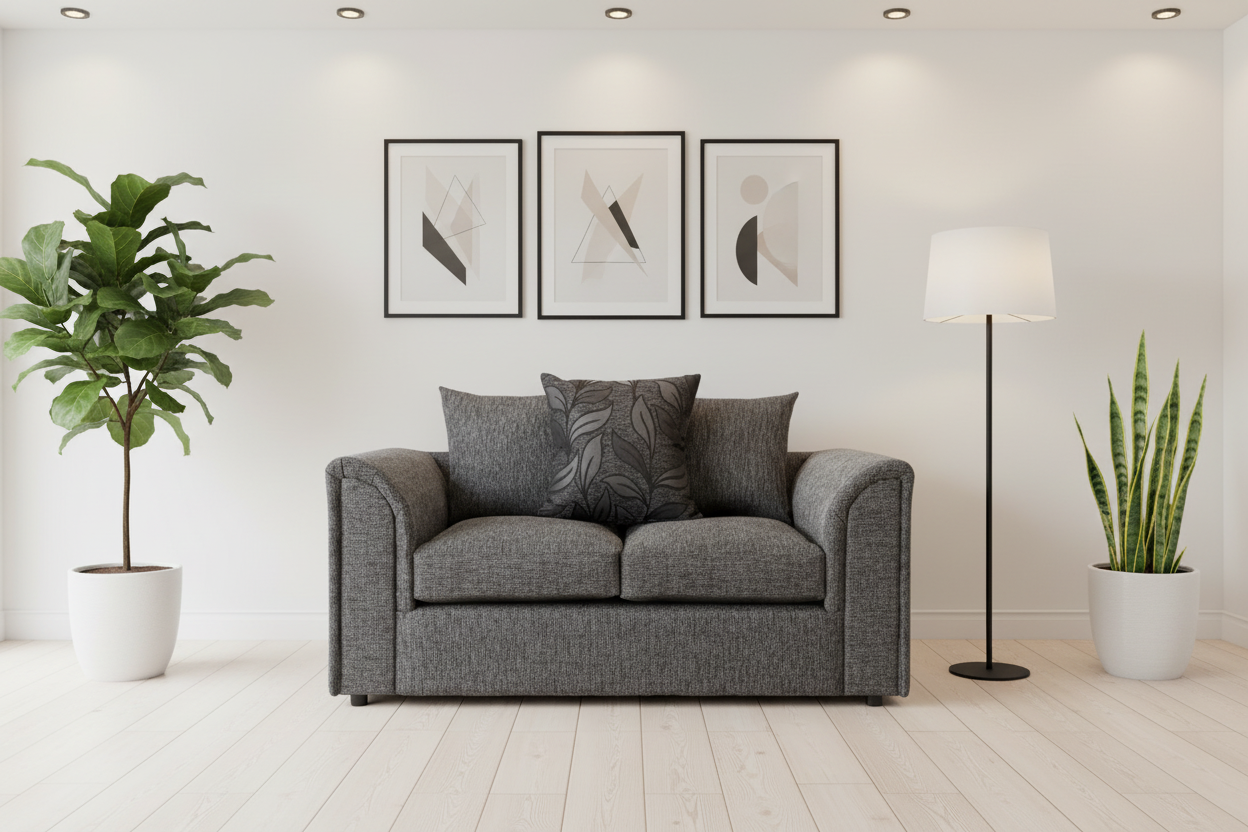 Byron grey 2-seater sofa in Scandinavian interior