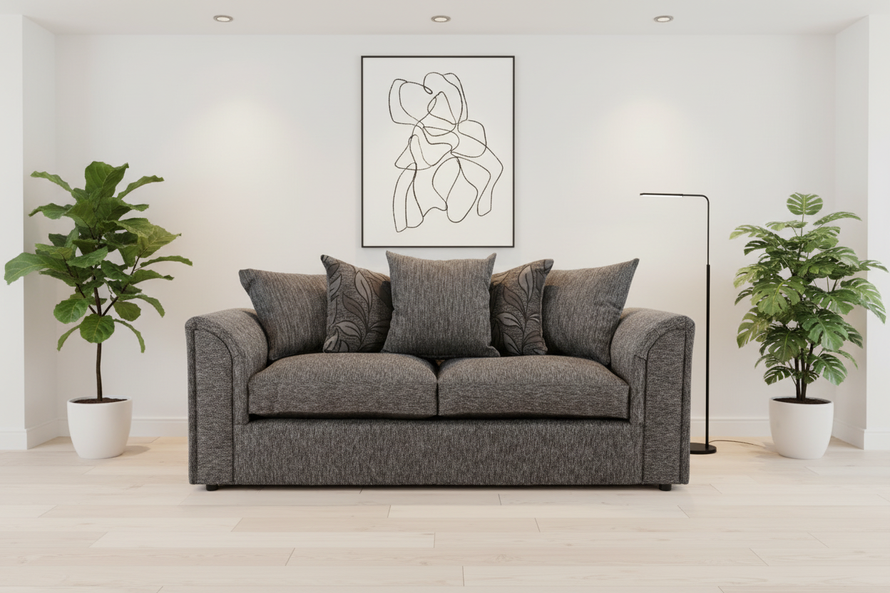 Byron grey 3-seater sofa zoomed view