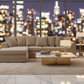 Caramel Byron LHC Corner Sofa Blurred Night View