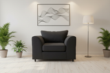 Casper black chenille armchair in Scandinavian interior