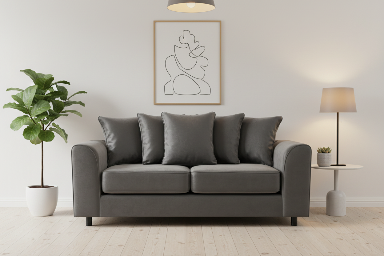 Grey Brooklyn 3-seater sofa zoomed view