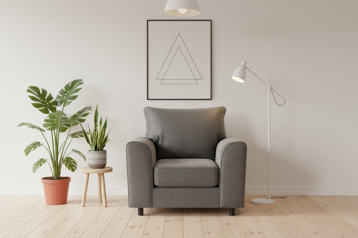 Grey Brooklyn armchair front view