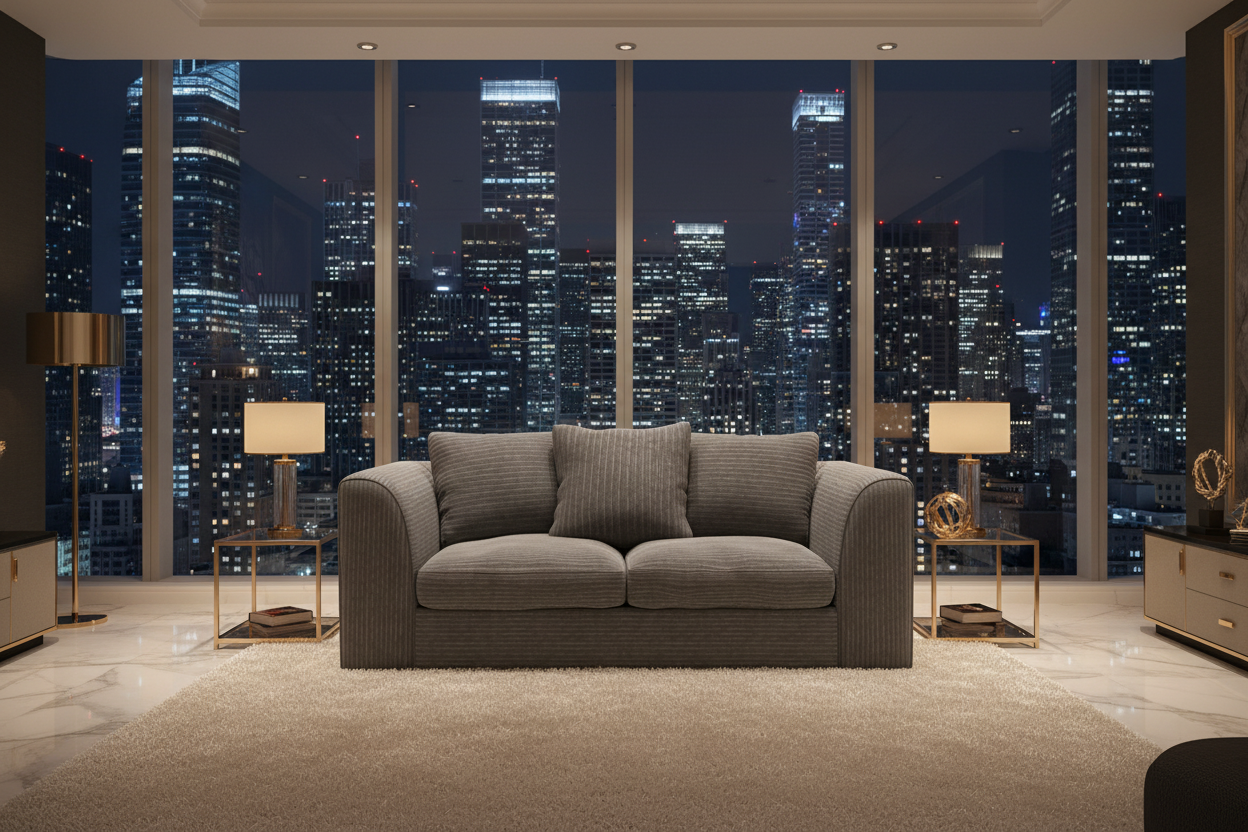Grey Byron Sofa Night View