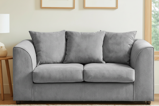 Grey chenille 2-seater sofa zoomed view