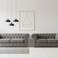 Grey Chesterfield 3-seater and 2-seater sofas side by side