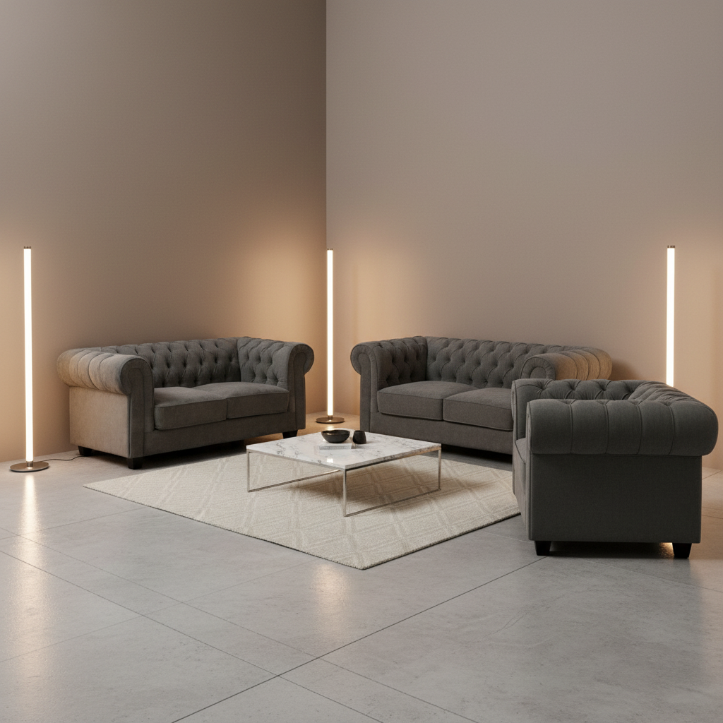 Grey Chesterfield Complete Set Luxury Background