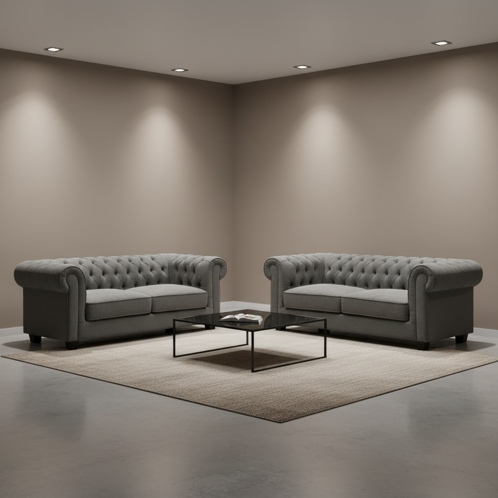 Grey Chesterfield Loveseats Luxury Background