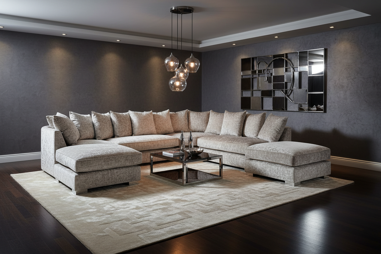 Grey U-Shape Sofa Contemporary