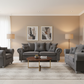 Grey Velvet Sofa Set in Living Room - Front View
