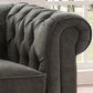 Chesterfield Grey Fabric 3+2 Seater Sofa Set