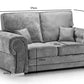 Verona High Back Grey Fabric 2 Seater Sofa