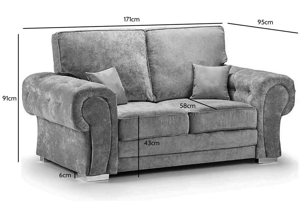 Verona High Back Grey Fabric 2 Seater Sofa