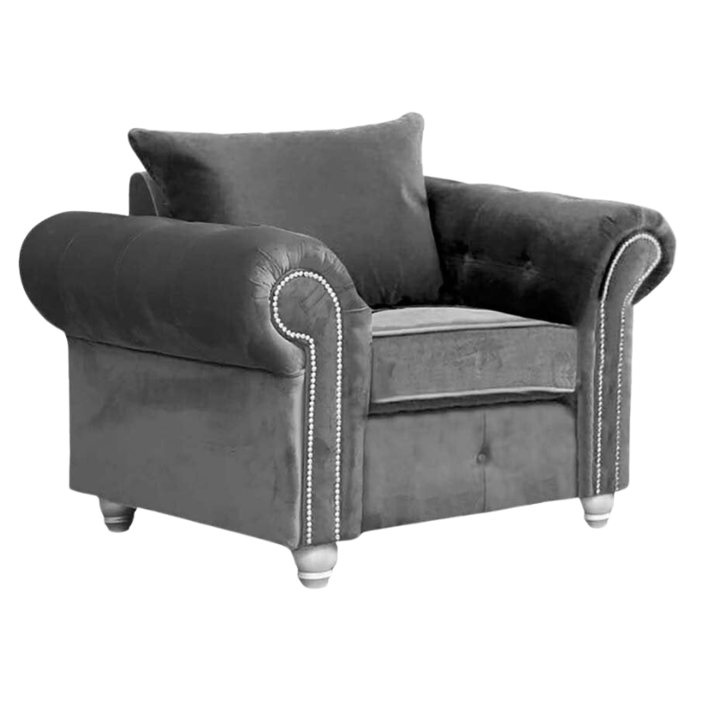 Olympia Grey Fabric Velvet 3+1 Seater Sofa Set