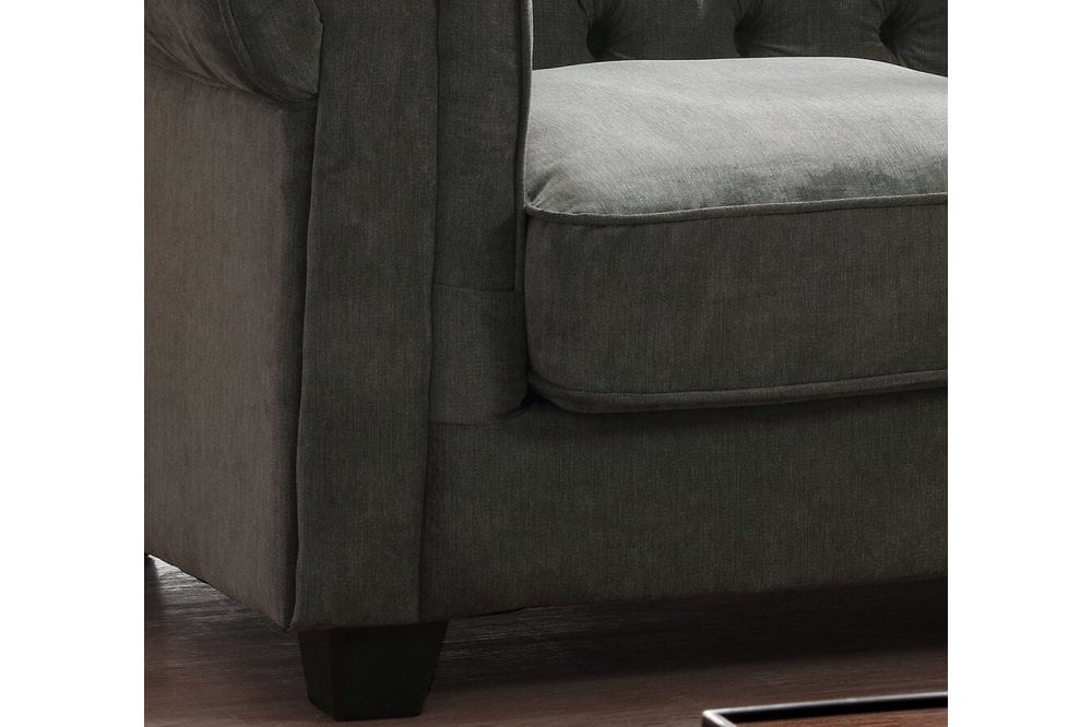 Chesterfield Grey Fabric 3+1 Seater Sofa Set