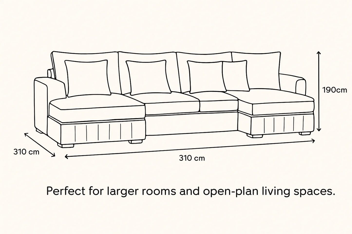Lilly U-Shaped Corner Sofa – Light Cream