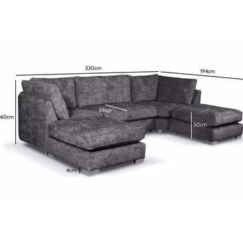 Bishop Alaska Fabric U Shape High Back Corner Sofa