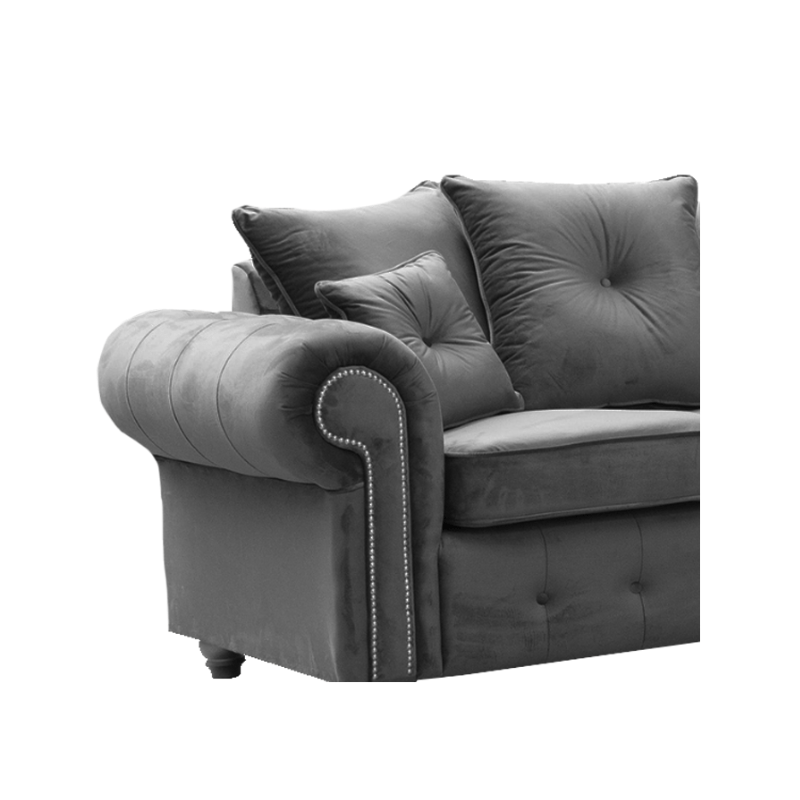 Olympia Grey Fabric Velvet 3+2+1 Seater Sofa Set