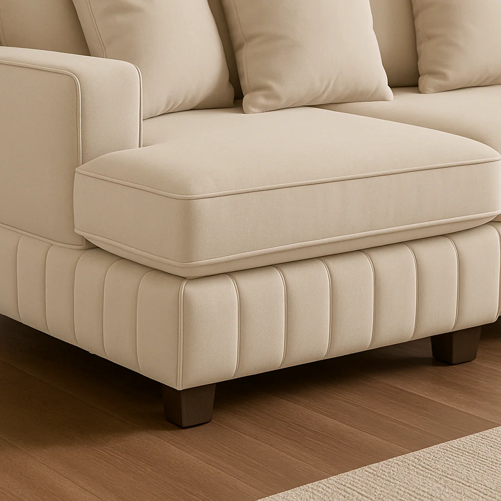 Lilly U-Shaped Corner Sofa – Light Cream
